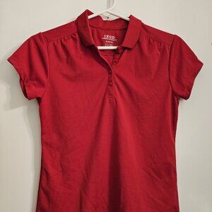 Izod Approved Schoolwear Red Girl's Polo Shirt V-Neck Button XL (16) Uniform